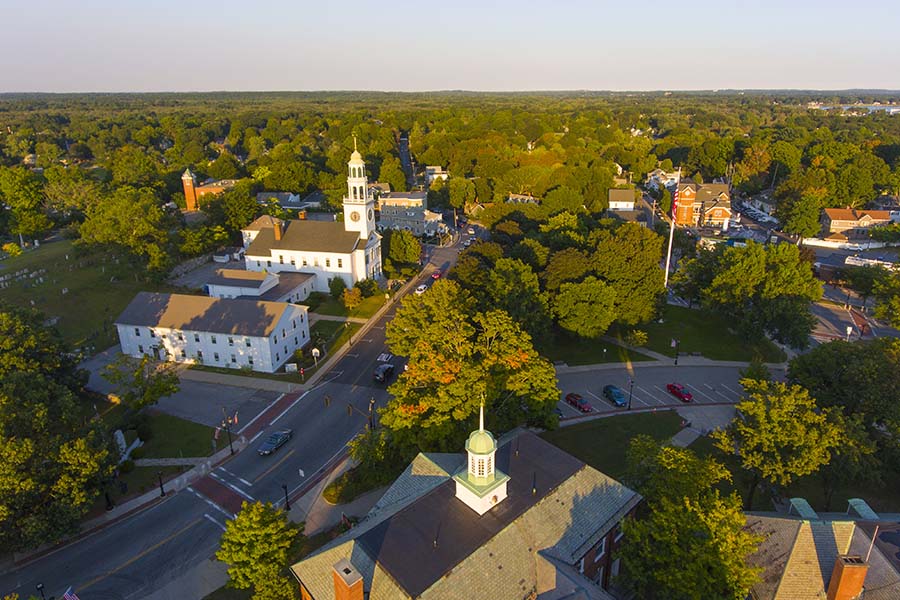 Shirley MA - Aerial View of Small Town Shirley Massachusetts